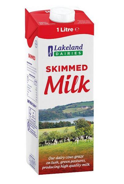 FULL BOX (RED) - Lakeland Dairies Skimmed Milk 1 Litre - Case of 12