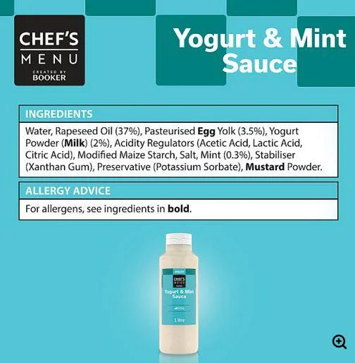 Chef's Menu Yogurt & Mint Sauce 1 Litre - Image 2