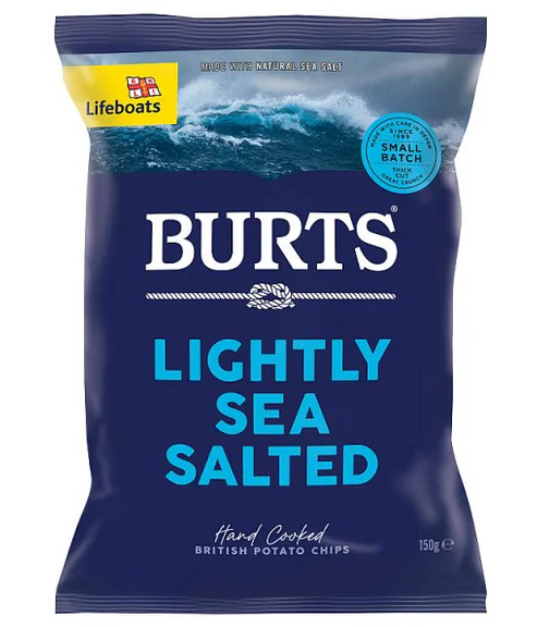 Burts Lightly Sea Salted Hand Cooked Crisps 150g (Pack of 10)