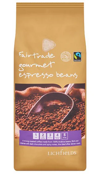 Lichfields Fairtrade Gourmet Espresso Beans 1kg