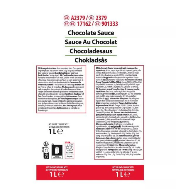 Sysco Classic Chocolate Sauce 1 Litre - Image 2