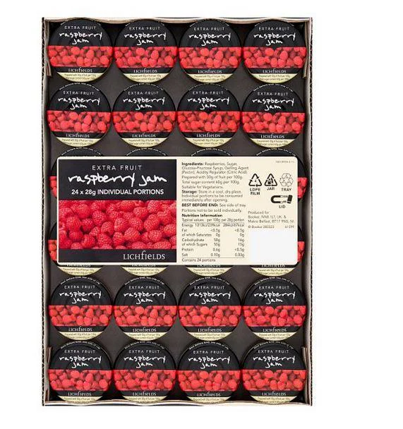 Lichfields Extra Fruit Raspberry Jam 24 x 28g
