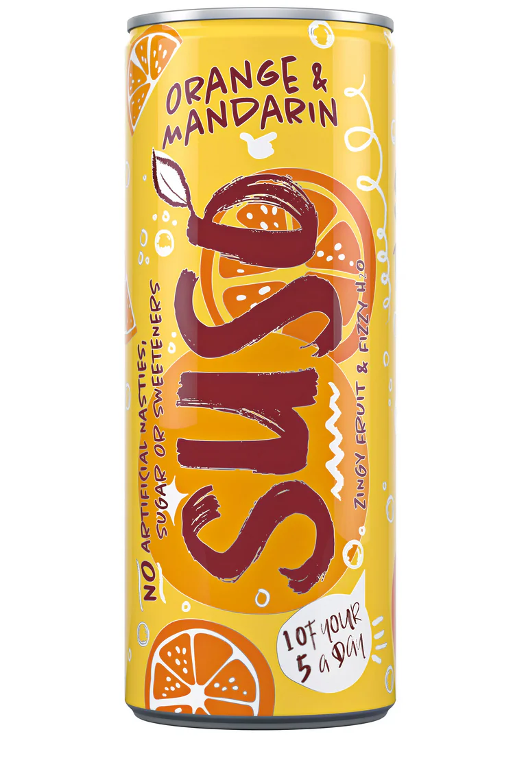 Suso Sparkling Orange and Mandarin Cans - 24 x 250ml