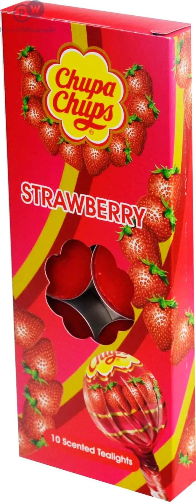 Chupa Chups 10 Strawberry Scented Tealights - Pack of 10 (Total 100 Tealights)