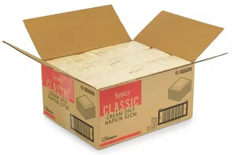 Sysco Classic 2Ply 32cm Cream Napkins - 3 x 200 - Image 2