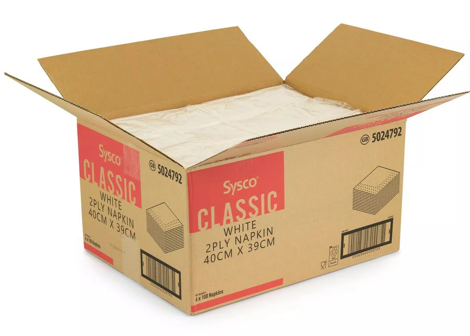 Sysco Classic 2ply 40cm White Napkins - 6 x 100 - Image 2